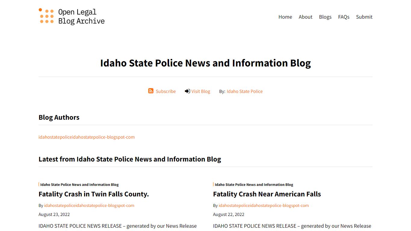 Idaho State Police News and Information Blog